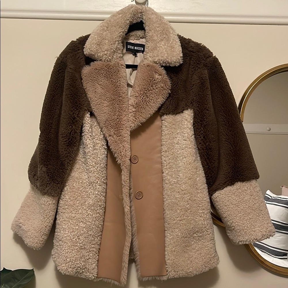 Steve Madden Brown and Cream Sherpa Jacket